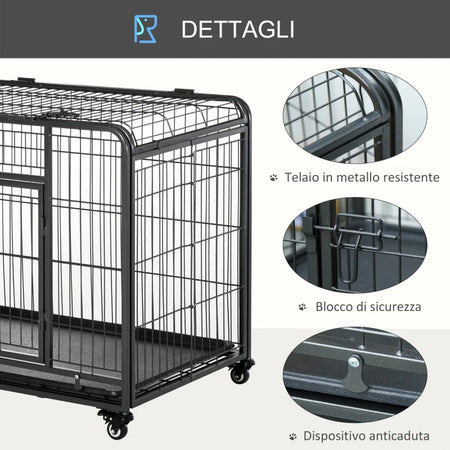 Gabbia per Cani in Metallo Pieghevole 125X76X81CM colore Nero