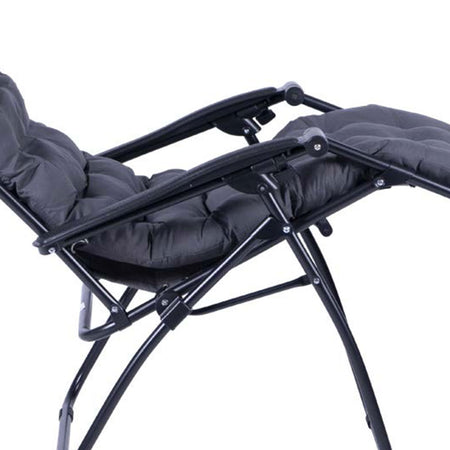 Sdraio Poltrona Giardino Gravità Zero Pieghevole Con Cuscino Oxford Morbido Grigio