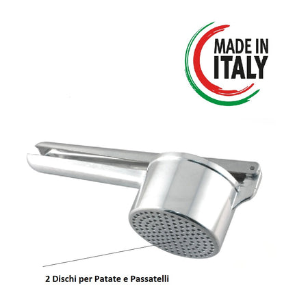 Schiaccia Patate Passatelli Acciaio e Alluminio 26.5cm 2 Dischi da 9cm Ergonomico