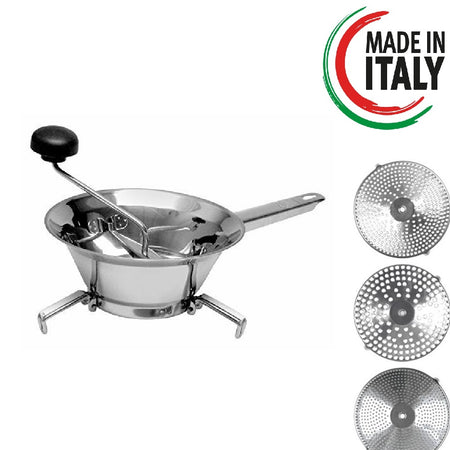 Passa Verdure Acciaio inox 18/10 3 Dischi Intercambiabili 20cm Made in italy