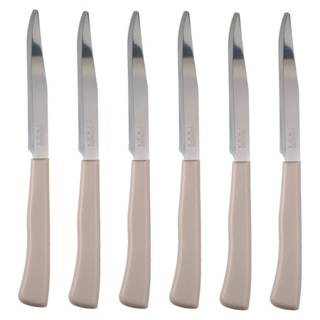 Coltelli Bistecca 24pz Manico in Polipropilene Doppia Affilatura 22cm Tortora