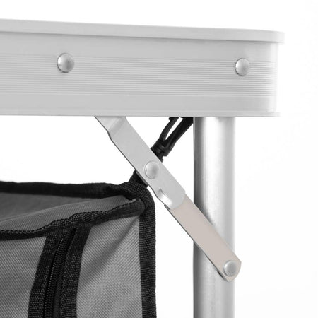 Tavolo Campeggio Multifunzione In Alluminio Pieghevole 120x47 H 61/69cm Salvaspazio