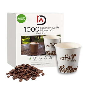 Bicchieri Caffe in Carta 75ml H. 5cm Maxi Scorta 1000pz 100% Biodegradabili Chicco