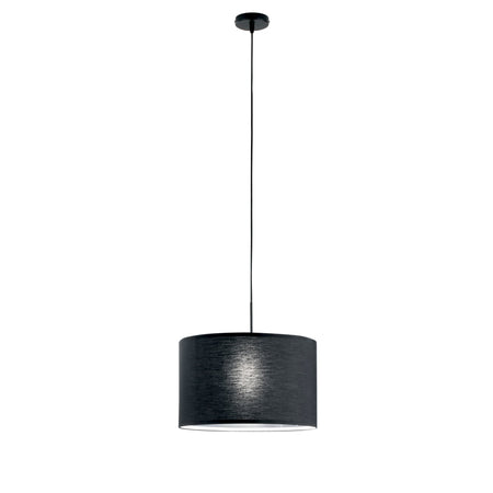 Lampadario a Sospensione in metallo con diffusore in tessuto Nera 1Xe27 38X38X150Cm