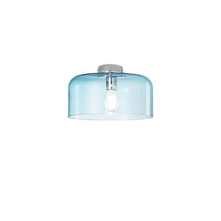 Plafoniera in vetro soffiato Blu Turchese 1Xe27 30X23X9Cm