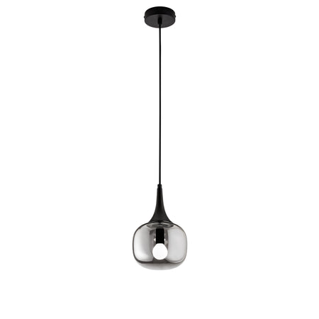 Sospensione in metallo con diffusore in vetro Nero Fume 1Xe14 10X17X150Cm