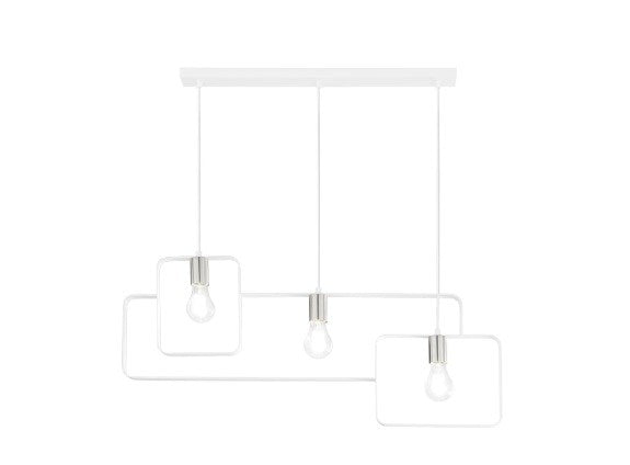 Lampadario a sospensione Bianco Nickel 3Xe27 88,5X150X64,5Cm