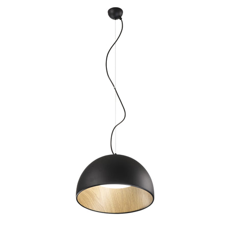 Lampadario design contemporaneo metallo a forma sferica Effetto Legno Nero 181x35cm