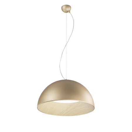 Lampadario design contemporaneo metallo a forma sferica Effetto Legno Oro 187x50cm