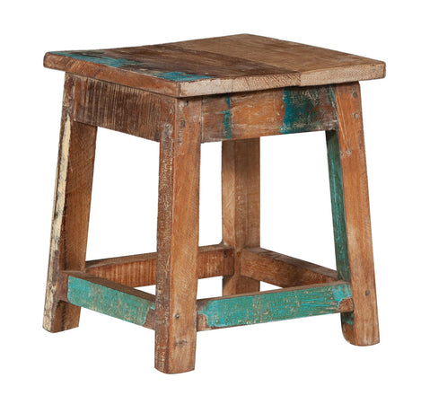Biscottini PANCHETTO QUADRATO IN LEGNO VECCHIO RICICLATO DI TEAK