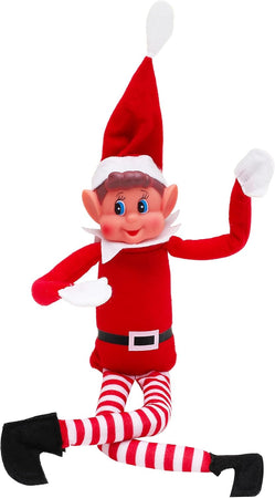 Elfo decorativo con vestito rosso in stoffa decorazione natalizia da 35 cm