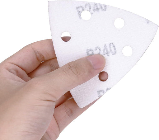 Foglio in carta abrasiva a delta adatta per levigatrice, confezione da 5 pezzi