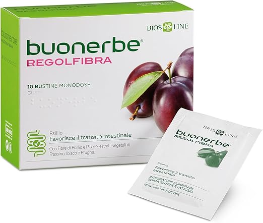 BIOS LINE Buonerbe Regolfibra, Integratore Alimentare per Favorire il Transito Intestinale, Regola la Motilità Gastrointestinale e l'Eliminazione dei Gas, 20 Bustine