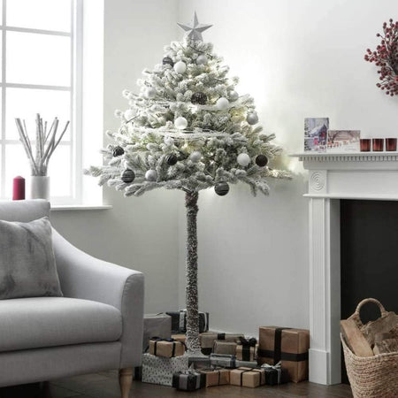 Albero di natale innevato con tronco, in PE Effetto Real Touch + Flock h 180 cm