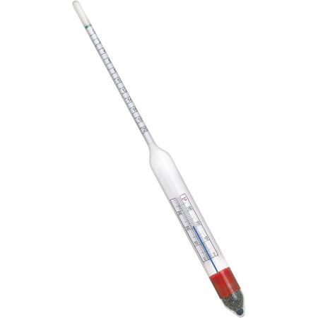 Alcoolometro "Tralles" con termometro per misurazione graduazione alcolica h 35,5 cm