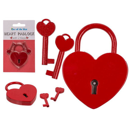 Lucchetto cuore rosso dell’amore in metallo con due chiavi