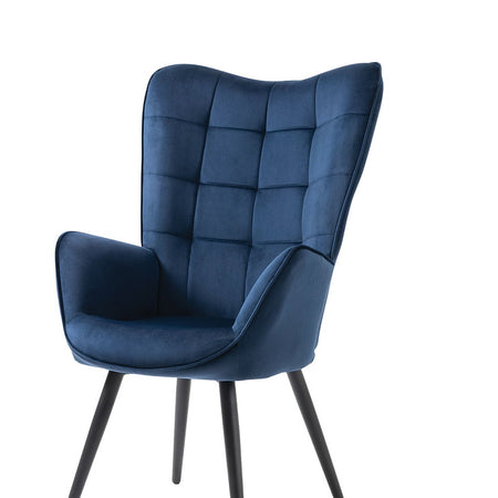 Poltrona Moderna Casa e Ufficio Velluto Blu Schienale Tipo Cester Ergonomica