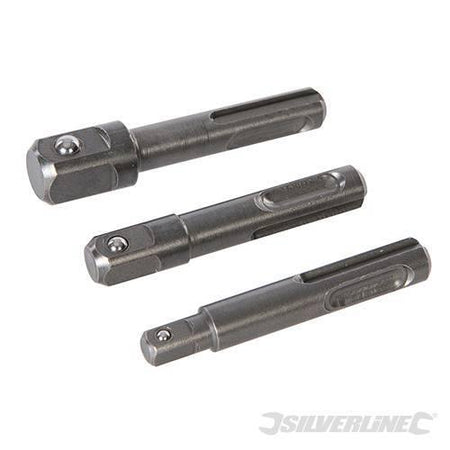 Set di 3 adattatori per chiavi a bussola SDS Plus accessori 1/4" 3/8" 1/2" Silverline