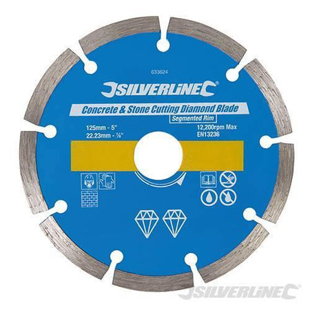 Lama a disco diamantata per taglio su cemento e pietra compatibile con smerigliatrici angolari Silverline