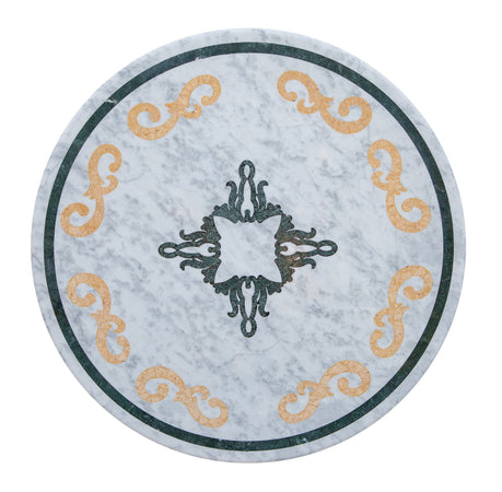 Biscottini PIANO TAVOLO ROTONDO IN MARMO INTARSIATO Carrara dimensioni 130x130 Offerta