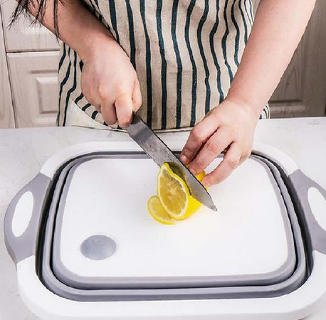 Tagliere Pieghevole 3in1 Salvaspazio Termoplastica 40x30cm con Filtro di Scarico