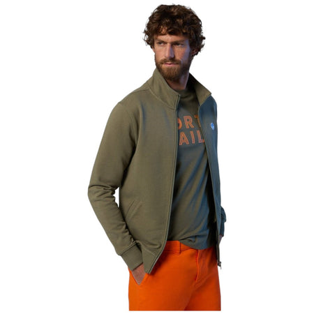 North Sails felpa con zip verde oliva Basic 691221