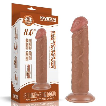 Dildo Realistico Sliding-Skin Dong 8.0" Brown