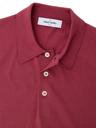 Gran Sasso Polo Classica Knitting Pattern in Rosso Ciliegia da uomo