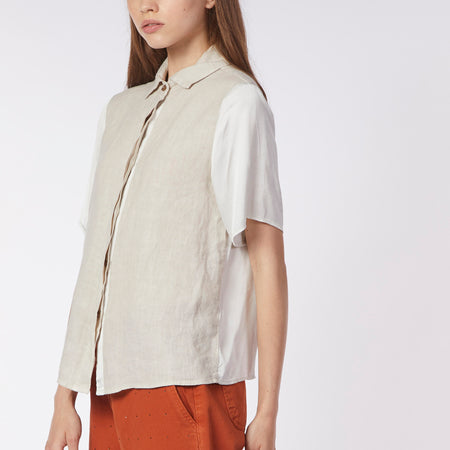CAMICIA BIMATERIALE INCROCIO DIETRO