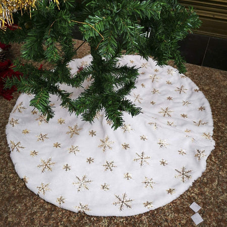 Tappeto per albero di Natale, 78 cm, in finta pelliccia, dorata, decorazioni