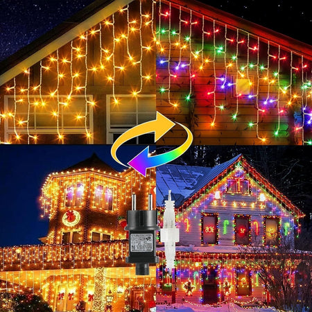 Luci Natale Esterno Cascata, Luci di Natale da Esterno, 10M 400LED 8 Modalità
