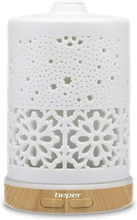 Beper Diffusore di Essenze in Ceramica, Nebulizzatore a Ultrasuoni, Luce Led