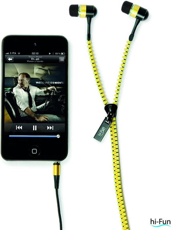 hi-Fun Hi-Zip, Auricolari Antigroviglio con Cavo a Forma di Cerniera