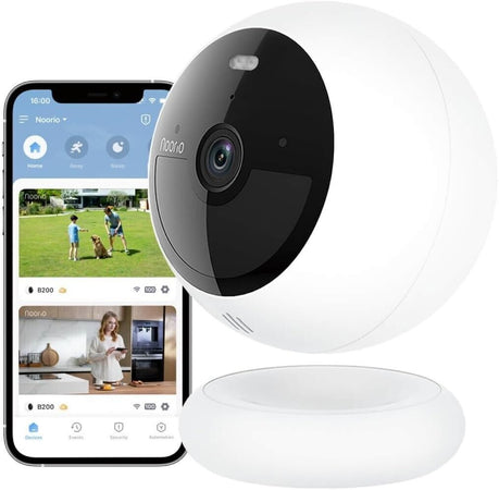 Noorio Telecamera Wifi Interno Esterno Senza Fili Batteria Casa Magnetica