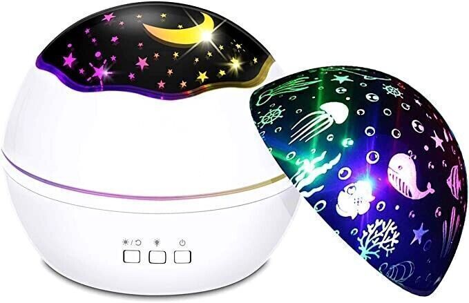 Lampada proiettore a forma di stella, girevole, a LED, proiettore per bambini
