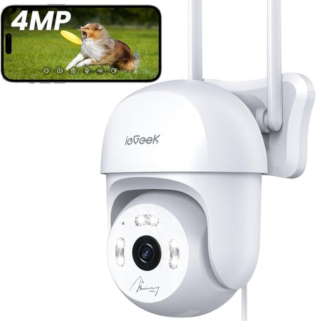 ieGeek 4MP Telecamera Wi-Fi Esterno, 360° PTZ Videocamera Sorveglianza Alexa