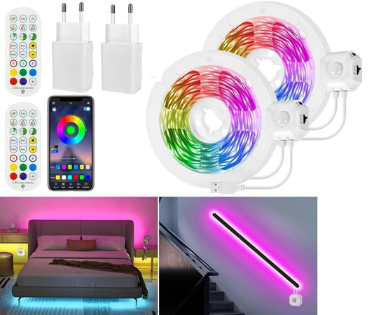 HOUHUI Striscia LED 3M, Luci Led con Sensore di Movimento PIR,USB LED Striscia