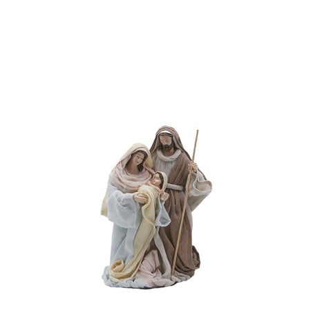 Natività monoblocco "Lord" statue per presepe con vestiti in tessuto h 22 cm