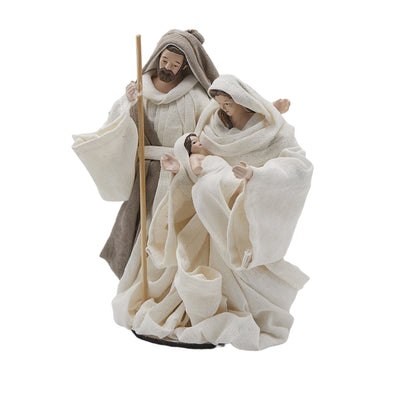 Natività monoblocco Lord statue per presepe con vestiti in tessuto h 17 cm
