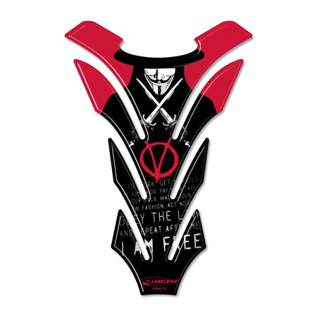 IMPERDIBILE PARASERBATOIO V PER VENDETTA ADESIVI per SERBATOIO MOTO in RESINA 3D