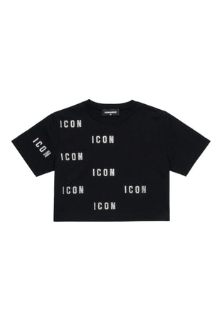 DSQUARED2 T-shirt Bambina Dsquared2 Icon cropped glitter da bambino