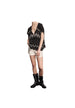 AKEP Blusa smanicato punto pizzo Donna scollo a V da donna