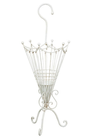 Biscottini Portaombrelli in ferro battuto finitura bianca anticata L32xPR32xH83 cm Pratico