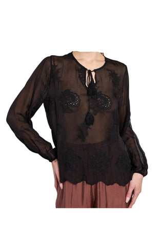 BIKINI MIMA Blusa velata in tessuto ricamato Donna con scollo a V da donna