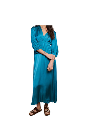MOKIB Vestito lungo scollo incrociato Donna con manica lunga da donna
