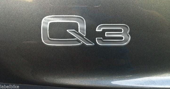 ADESIVO/STICKER in Resina gel 3D SCRITTA EMBLEMA Q3 compatibile per AUTO AUDI