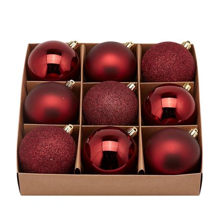 Palline per albero di Natale, colore Rosso Burgundy, tinta unita, in PVC