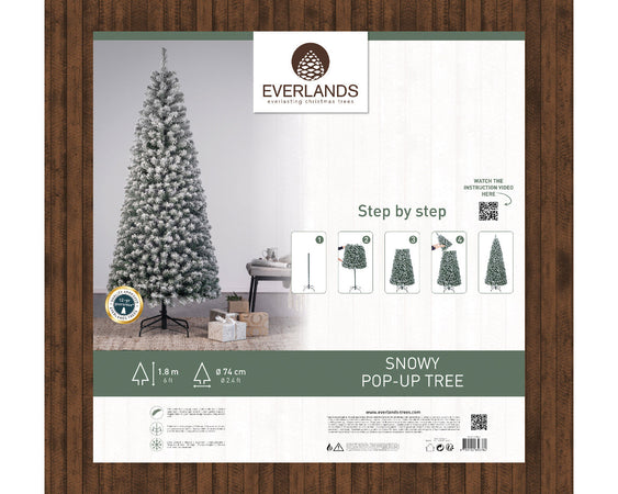 Albero di natale "Pop up innevato" in PVC di Altissima qualità, decorazione natalizia