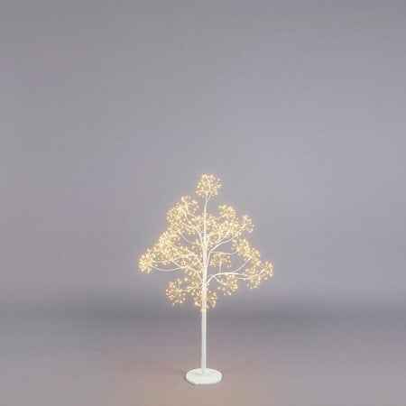 Faggio con ciuffi Led luminosi a luce calda, struttura bianca, albero di Natale