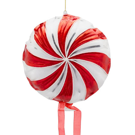 Decorazione Candy girella in vetro di D.17 cm per il natale